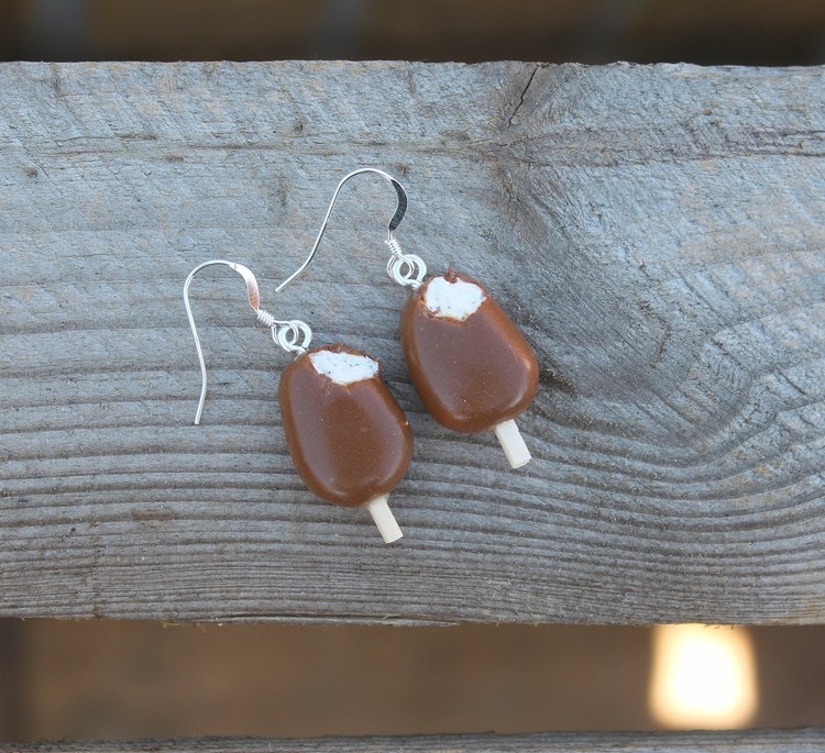 Earrings, Chocolate Vanilla Ice Cream