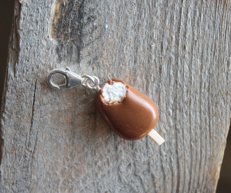 Necklace pendant, chocolate dipped vanilla ice cream