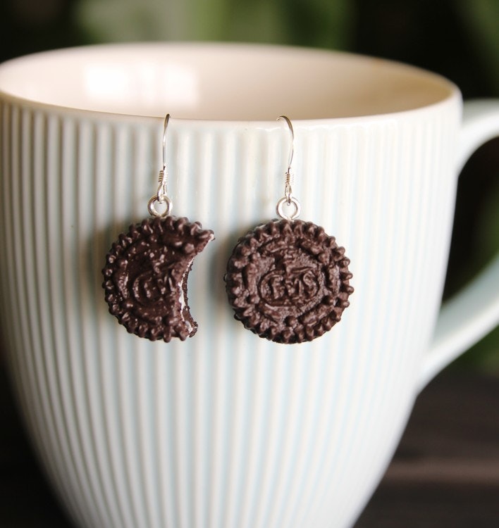 Earrings. Biscuits, oreo inspired