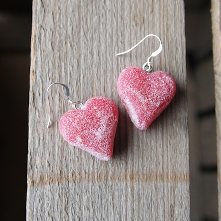 Earrings, jelly hearts