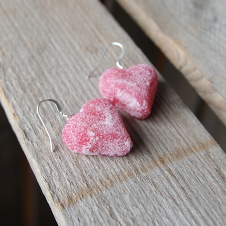Earrings, jelly hearts