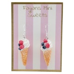 Earrings, soft ice cream with raspberries and blueberries