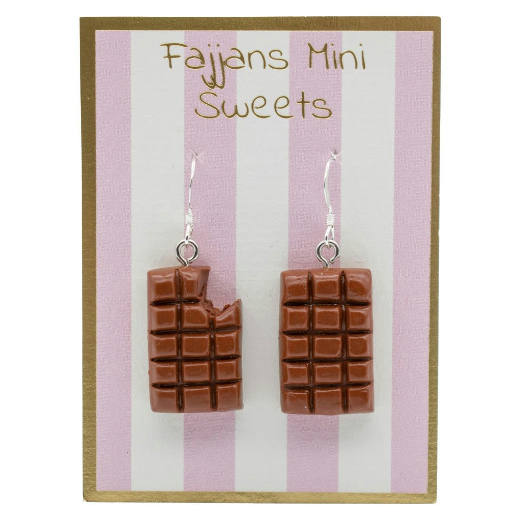 Earrings, chocolate with bite