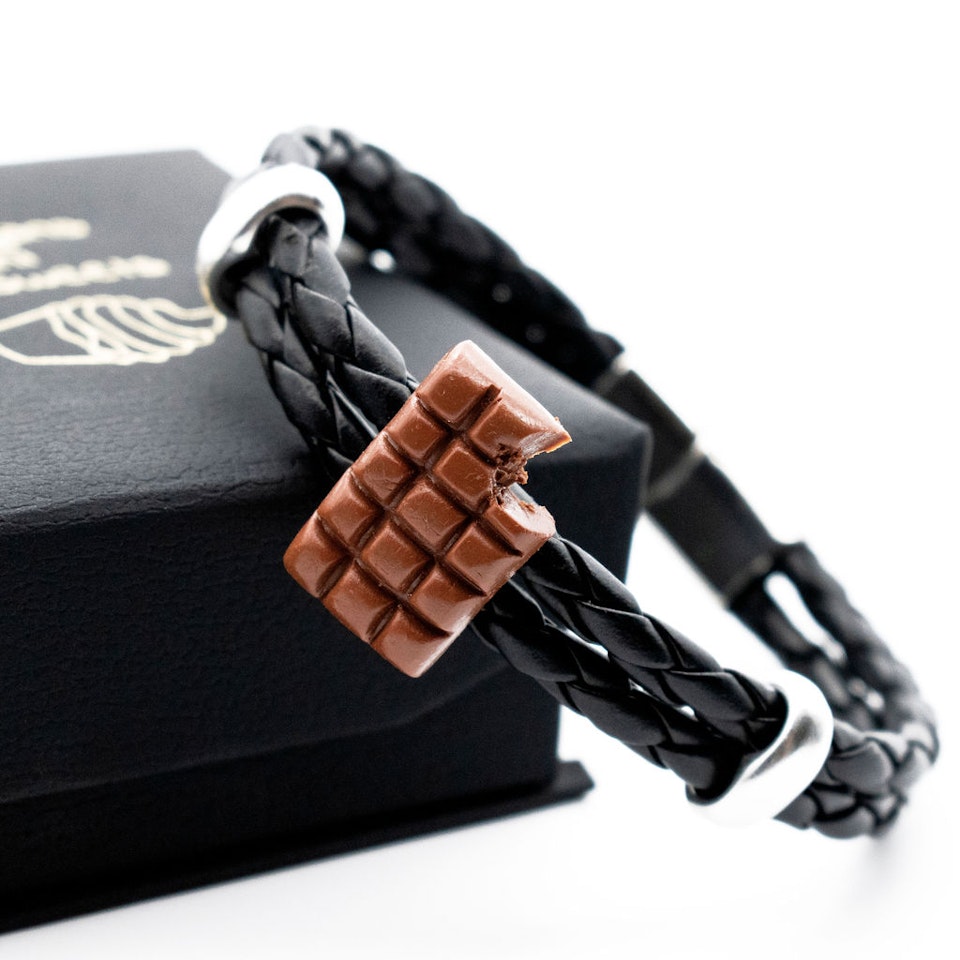 Herrarmband, choklad med sliders/mellandel