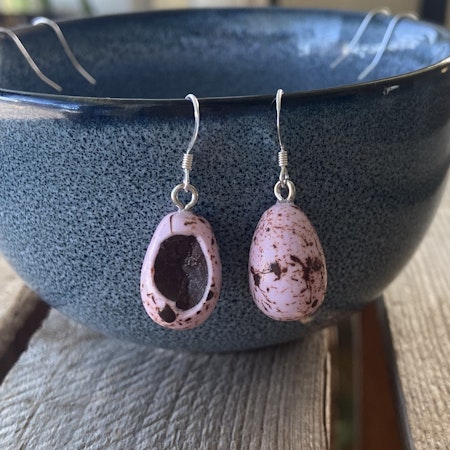 Earrings, pink chocolate eggs