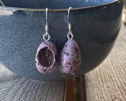 Earrings, purple chocolate egg