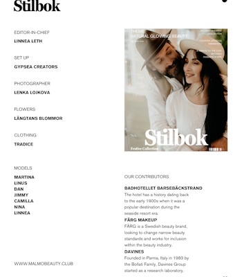 Malmö Beauty Club Stilbok Magazine Festive Collection