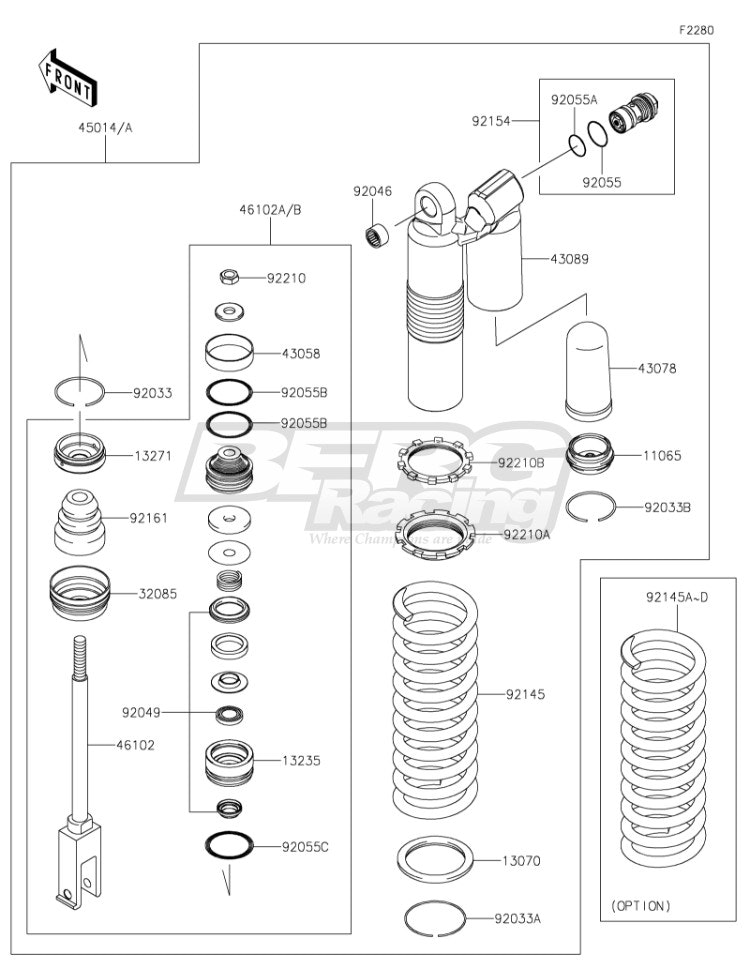 SPRING,REAR SHOCK,K=52N/MM,GRN