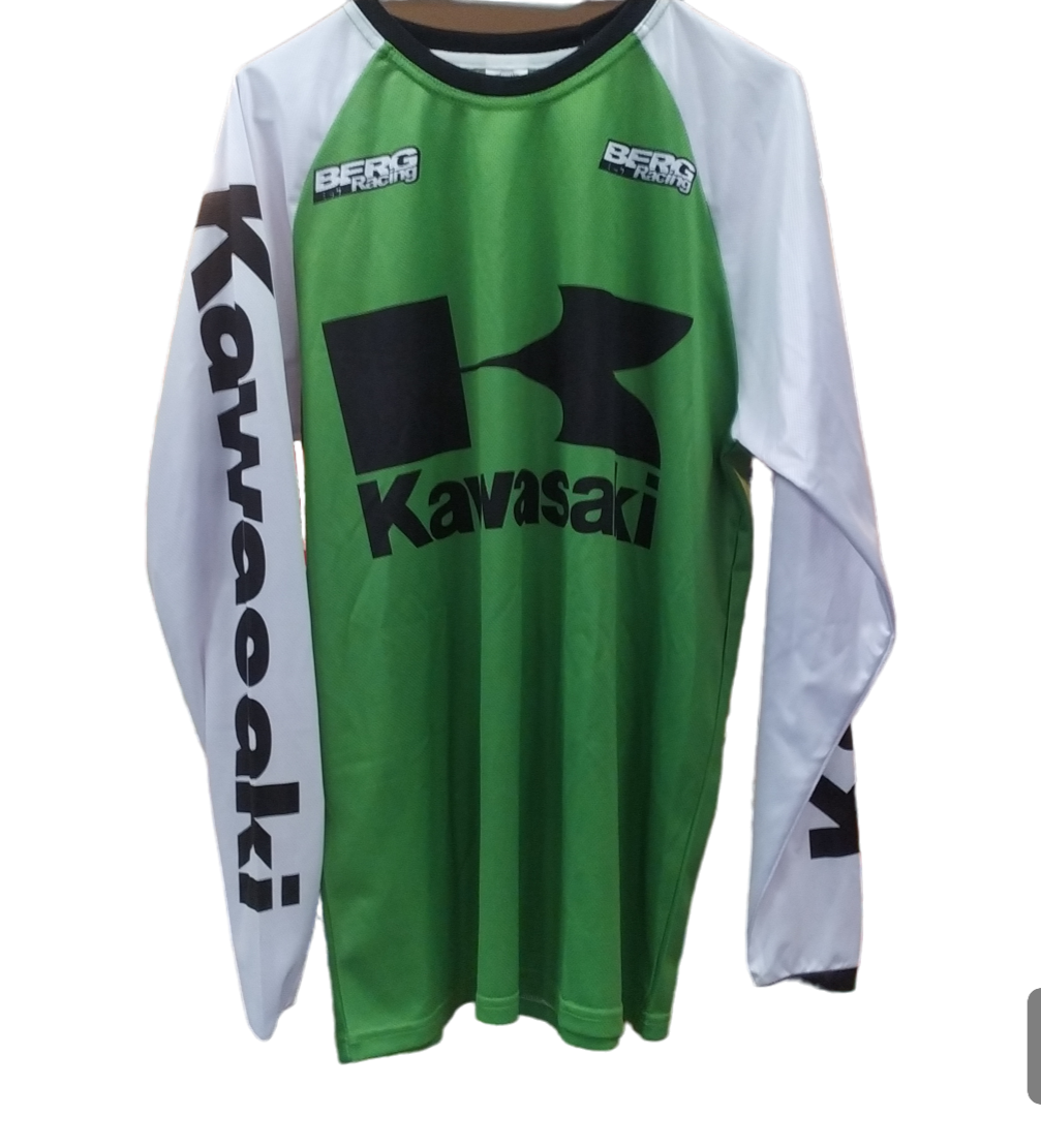 Kawasaki Retro Tröja - Sydda Ärmar & Sublimerad Logotyp