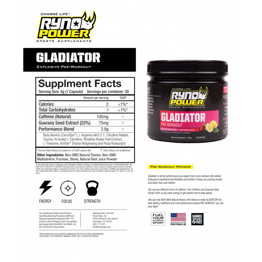 Ryno power GLADIATOR Pre-Workout