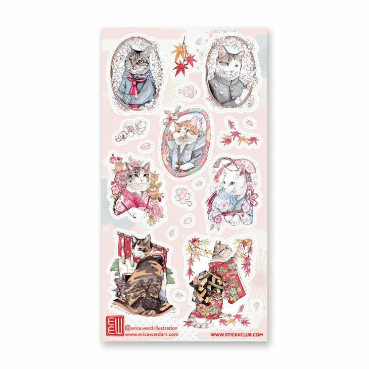 Stickii Sticker Sheet Japanese Cat Portraits