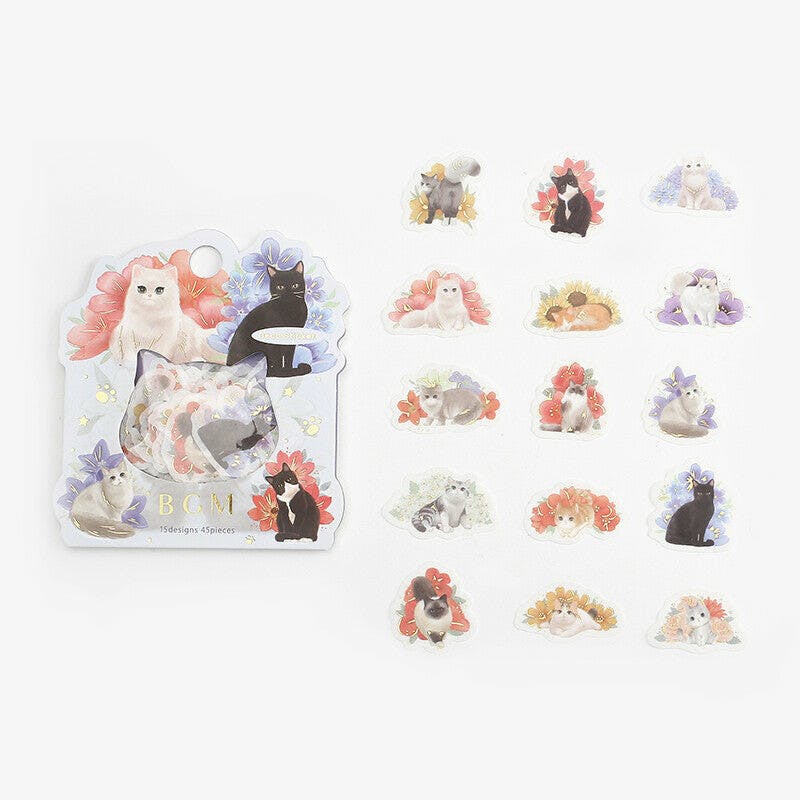 BGM Foil Sticker Flakes Cats and Flowers