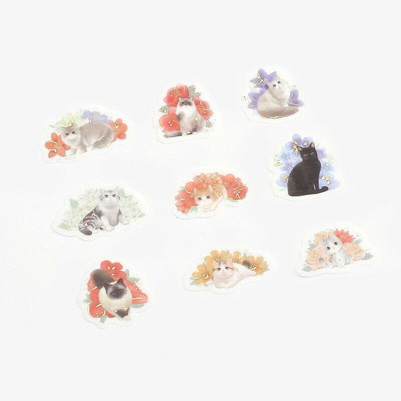 BGM Foil Sticker Flakes Cats and Flowers