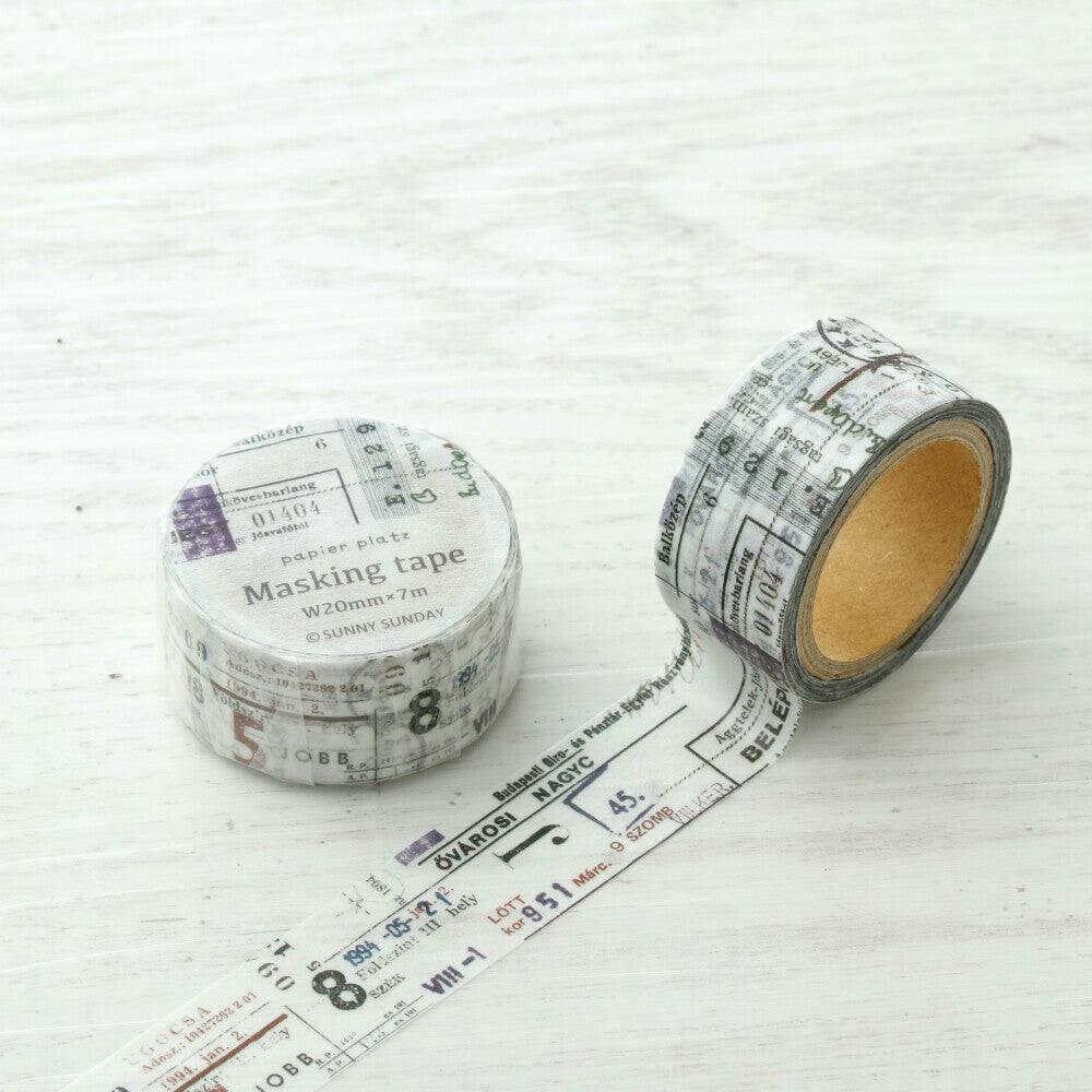 Papier Platz Sunny Sunday Washi Tape Vintage Receipts 20 mm