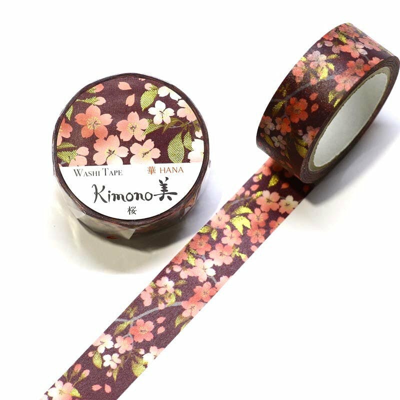 Kamiiso Saien Washi Tape Kimono Hana 15 mm