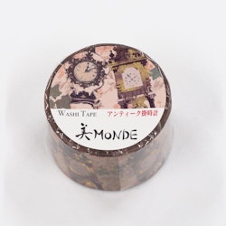 Kamiiso Saien Washi Tape Monde Antique Clocks 25 mm