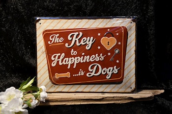Plåtskylt Key to Happiness Hund