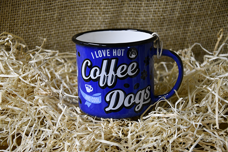 Emaljmugg I love Hot Coffee and Cool Dogs