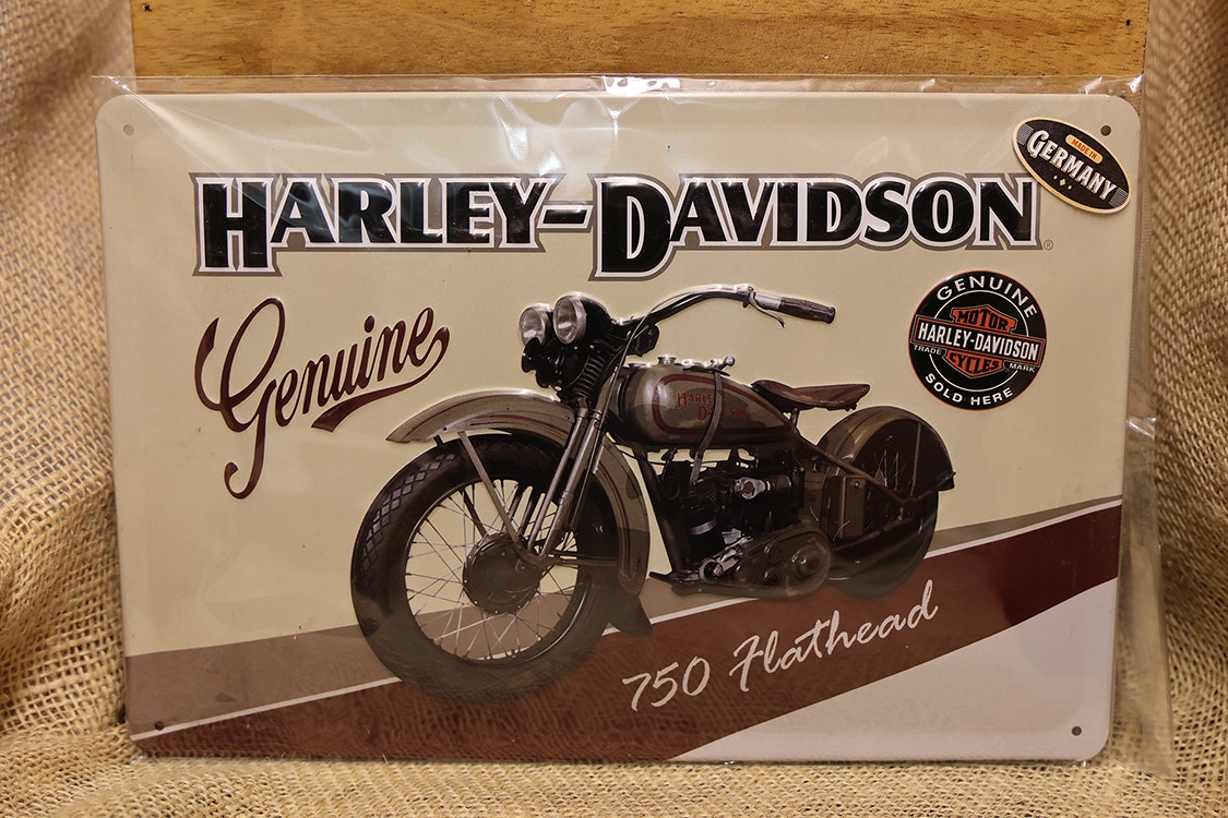 Plåtskylt Harley Davidson 750 Flathead