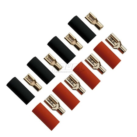 FOUR Connect kabelskor 6.0mm2 - 2x4.8mm/2x6.3mm red + 2x4.8mm/2x6.3mm black