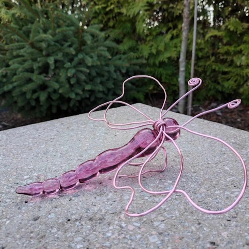 Rosa Trollslända / Fjäril GLAS