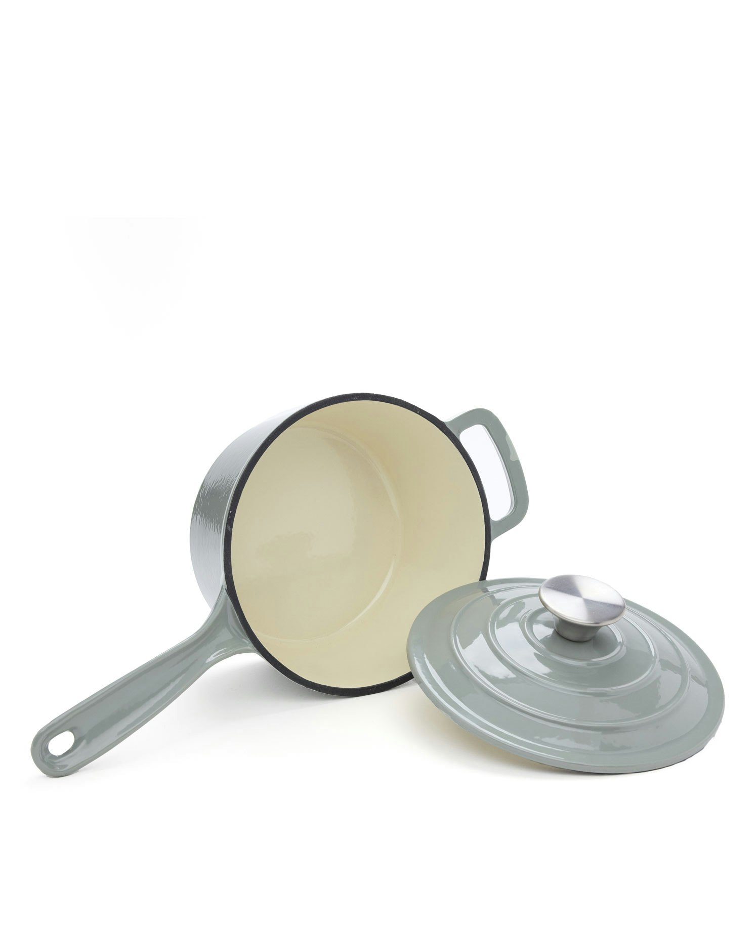 Snygg saucepan med lock i gjutjärn från Jernverket – Grågrön