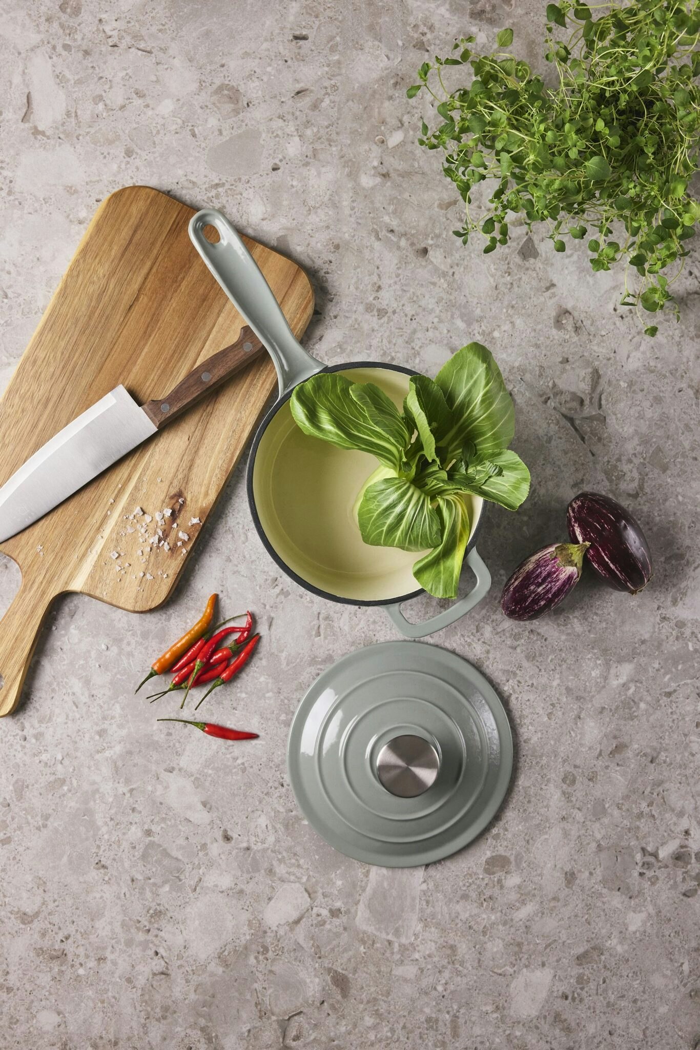 Snygg saucepan med lock i gjutjärn från Jernverket – Offwhite