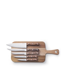 KNIVSET I ROSENTRÄ MED SKÄRBRÄDA FRÅN JERNVERKET