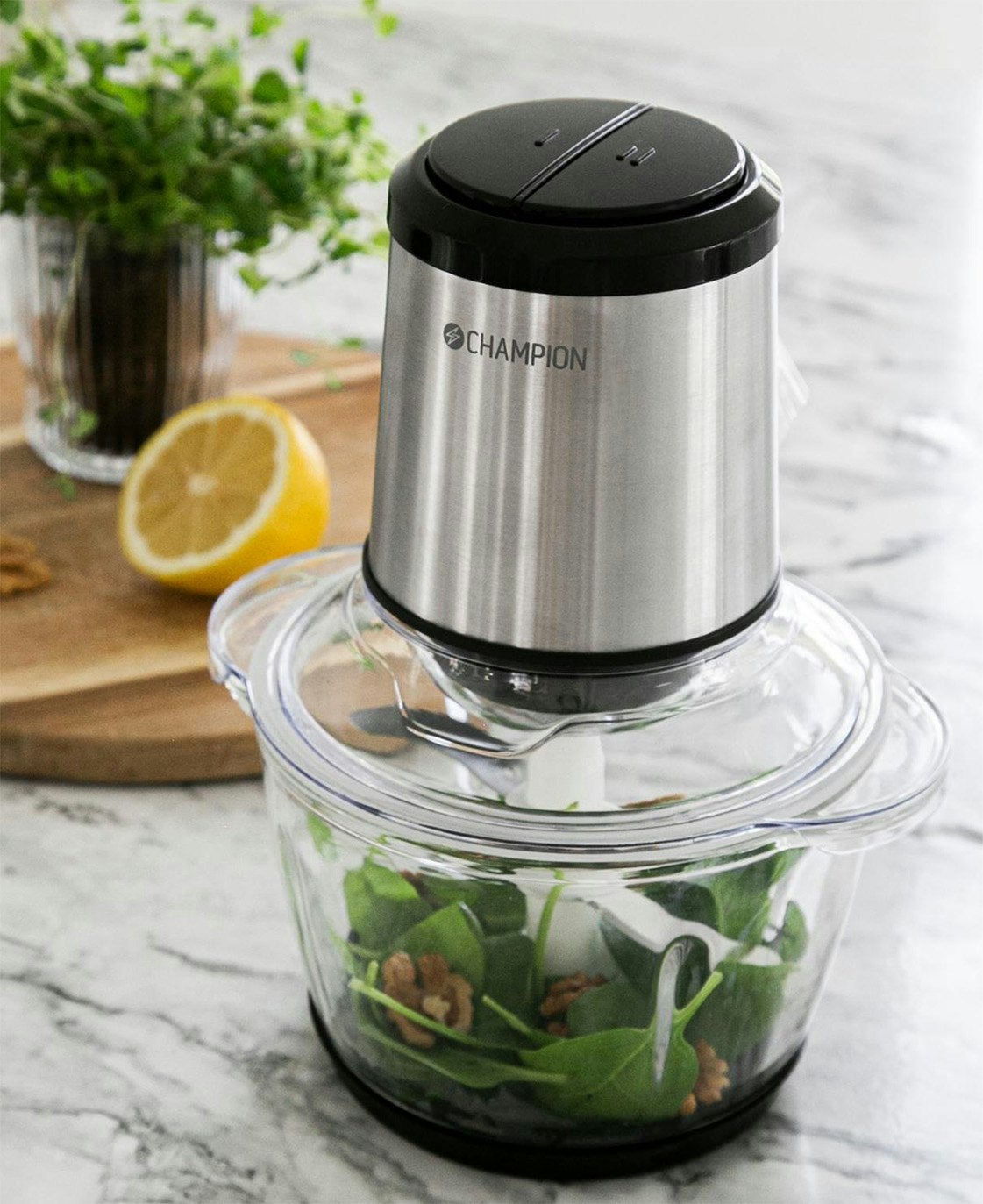 Champion Mini Chopper 1,2L 400W Glasskål Rostfri