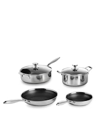 Jernverket Kokkärlset – 4-delars Premiumset i Spegelpolerat Rostfritt Stål med Honeycomb Non-Stick