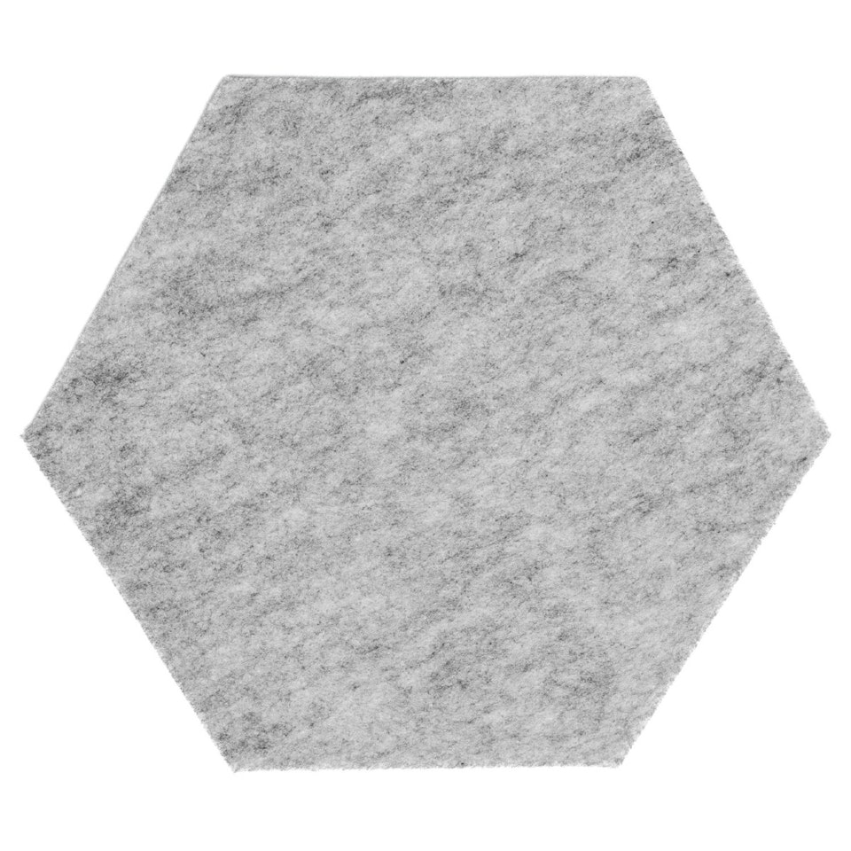 SilentDirect PET Hexagon ljuddämpning. Tillverkad av återvunnit ljudabsorberande material. Ljudabsorbering och ljudisolering till vägg, tak & golv.