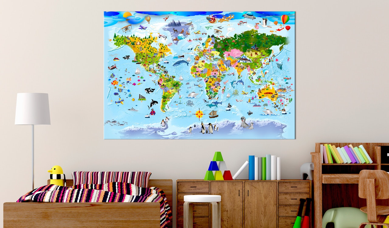 Ljuddämpande anslagstavla - Children's Map: Colourful Travels