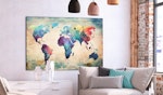 Ljuddämpande anslagstavla - Colorful World Map