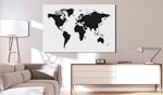 Ljuddämpande anslagstavla - World Map: Black & White Elegance