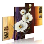 Ljuddämpande handmålad tavla - Vit orkidé