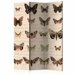 Rumsavdelare 3-delad (135x172cm) - Retro Style: Butterflies