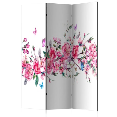 Rumsavdelare 3-delad (135x172cm) - Flowers and Butterflies