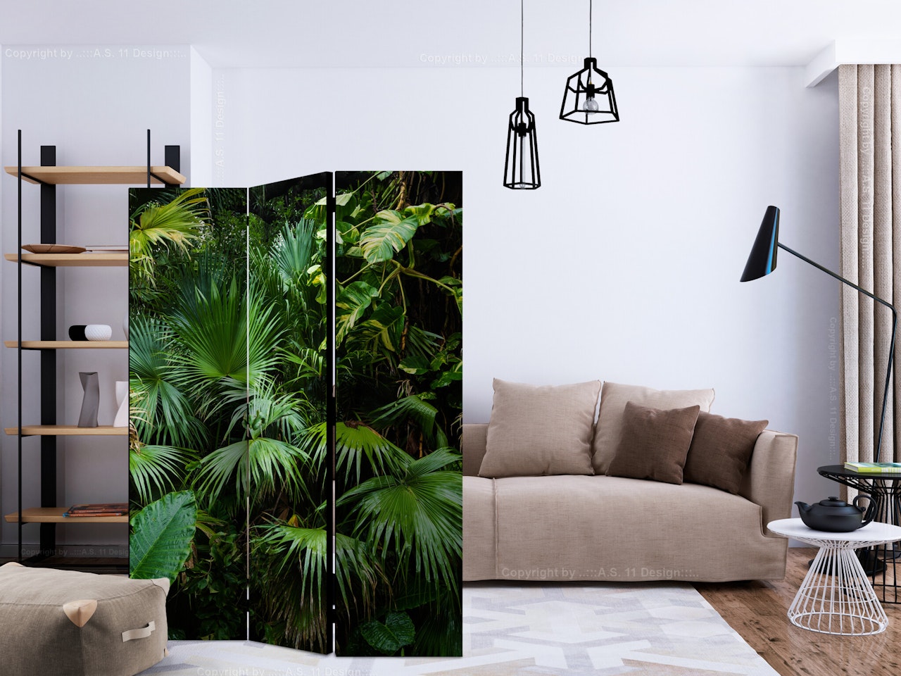 Rumsavdelare 3-delad (135x172cm) - Sunny Jungle