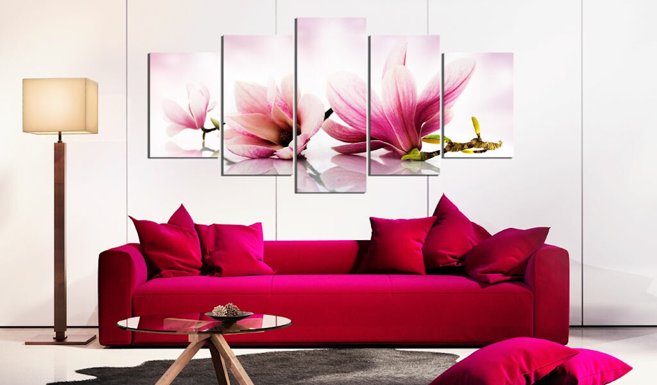 Ljuddämpande Tavla - Magnolias: pink flowers