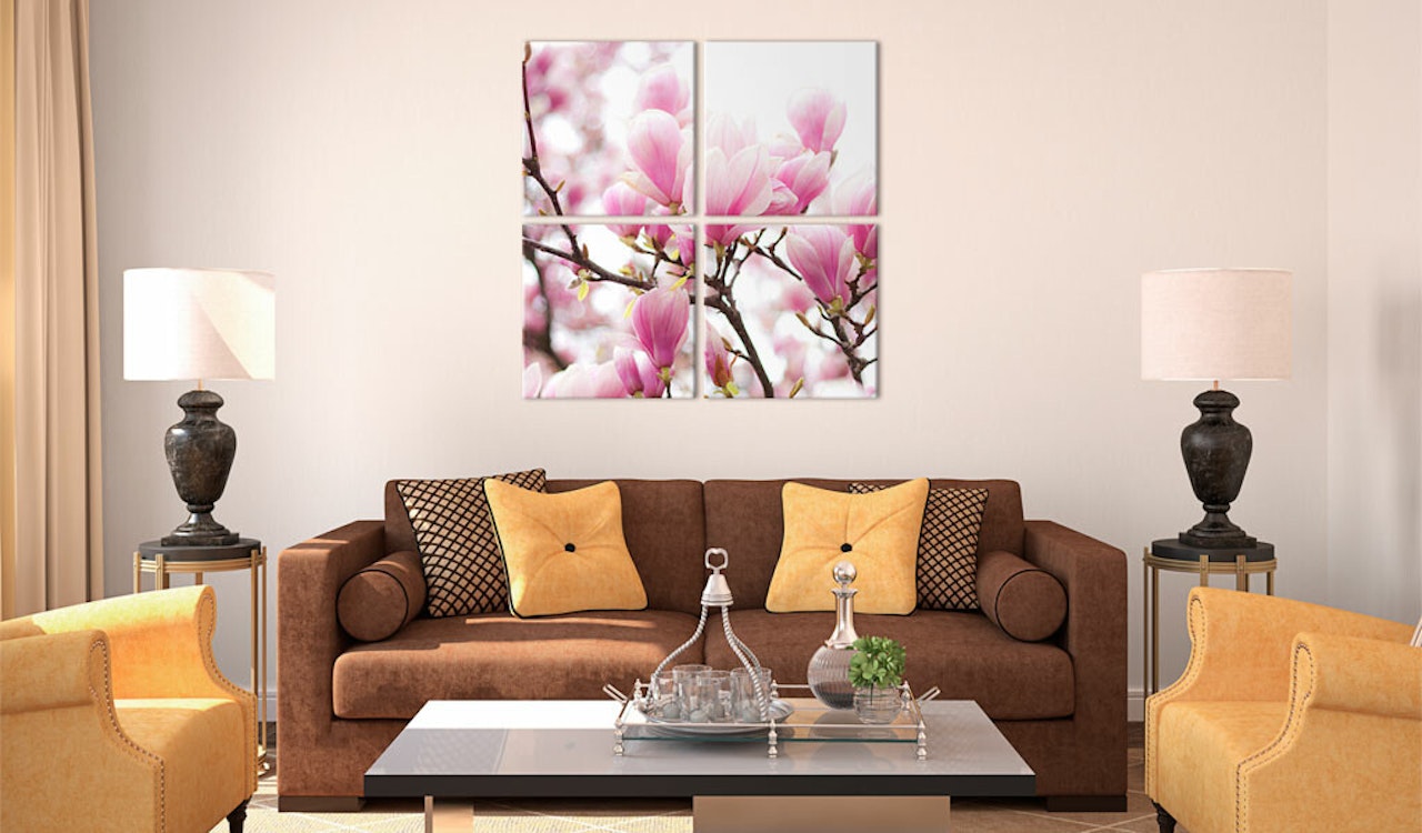 Ljuddämpande Tavla - Blommande magnolia träd