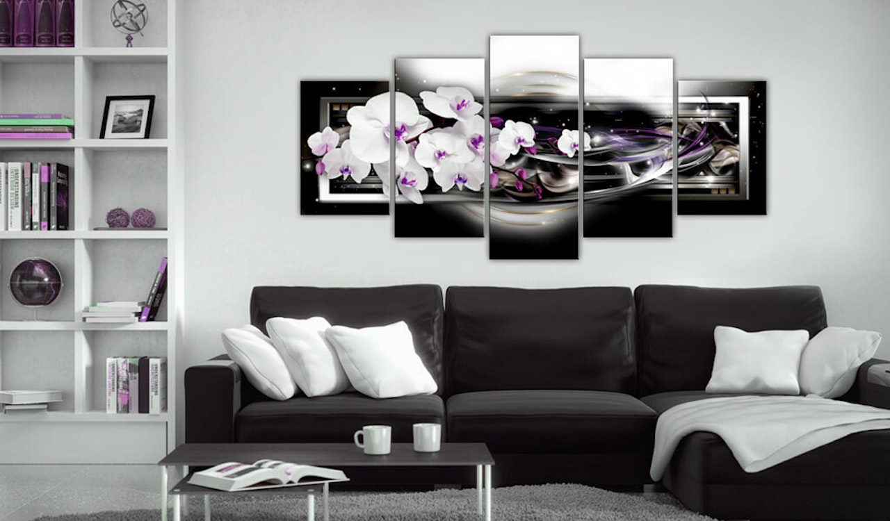 Ljuddämpande Tavla - Orchids on a black background