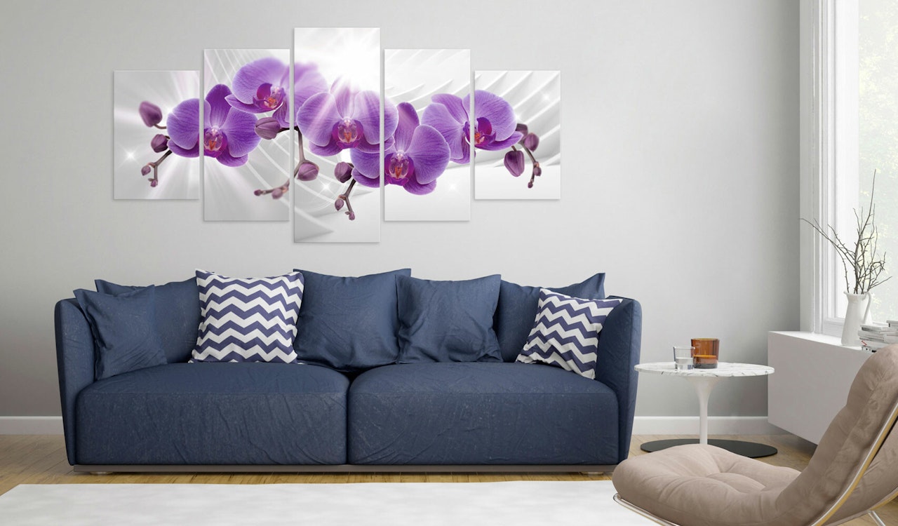 Ljuddämpande Tavla - Abstract Garden: Purple Orchis