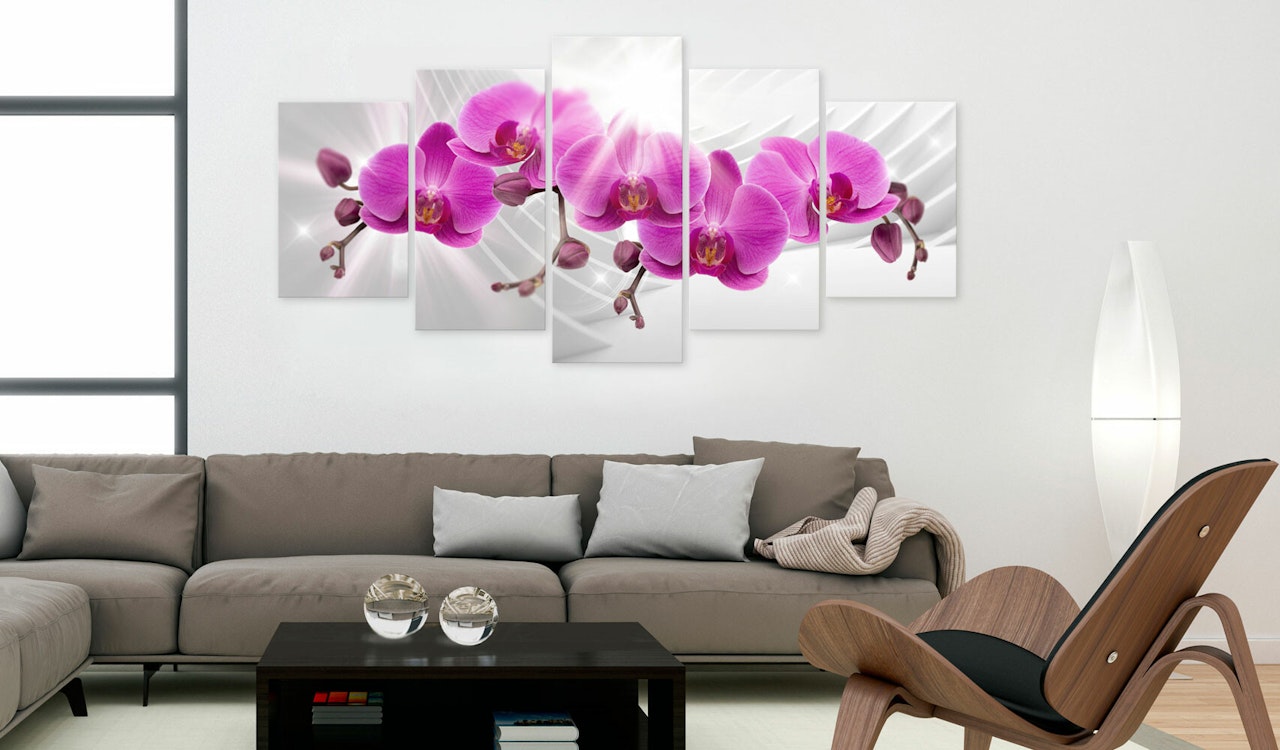Ljuddämpande Tavla - Abstract Garden: Pink Orchids