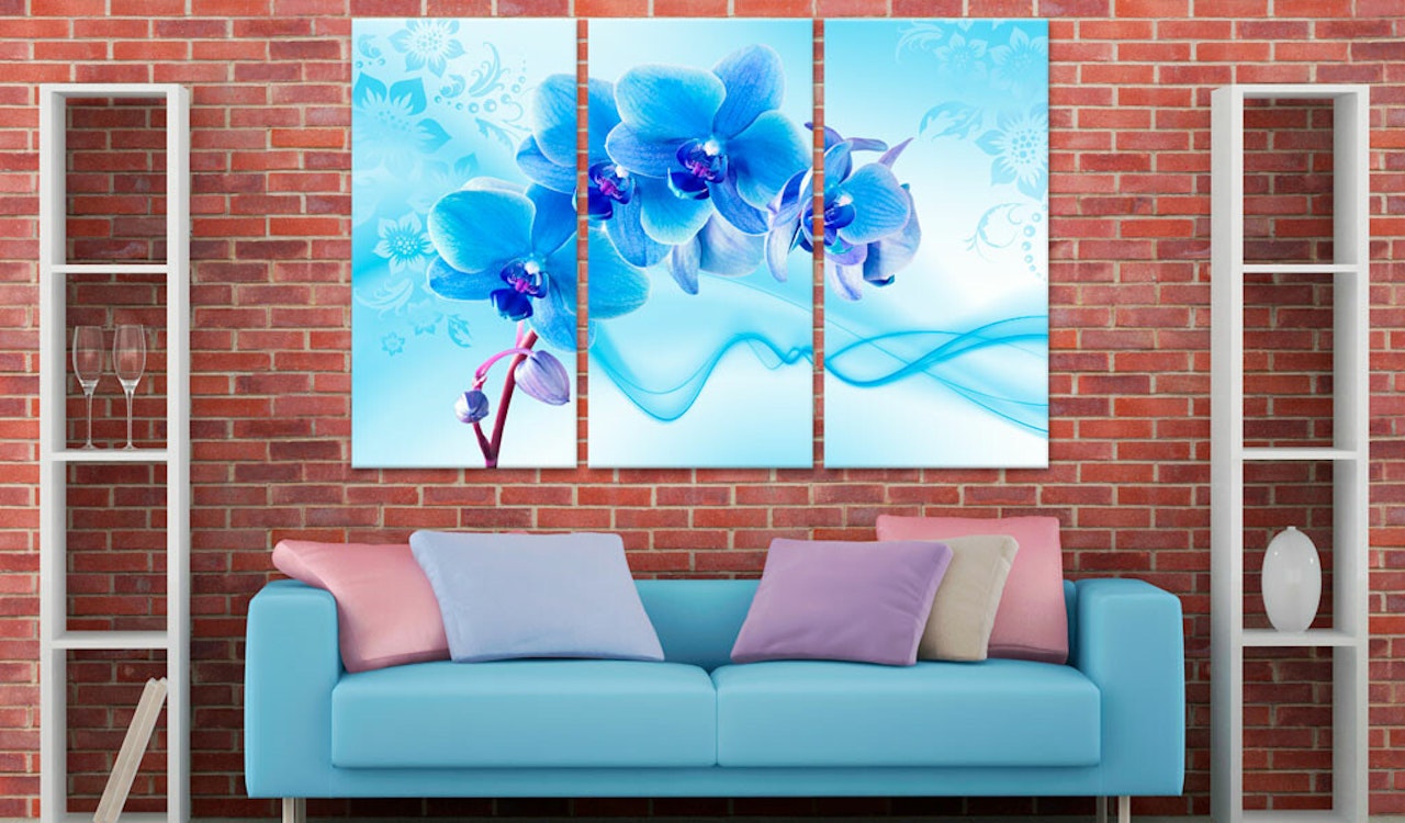 Ljuddämpande Tavla - Ethereal orchid - blue