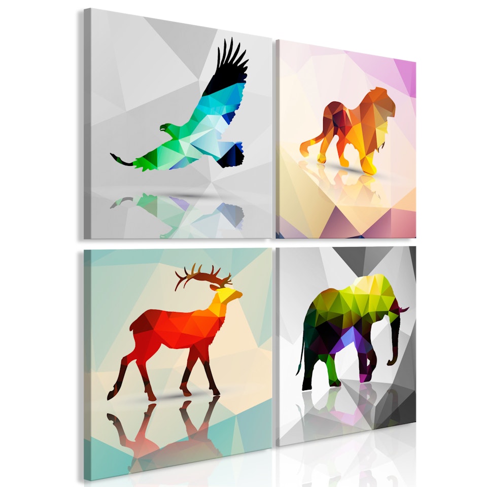 Ljuddämpande Tavla - Colourful Animals (4 Parts)