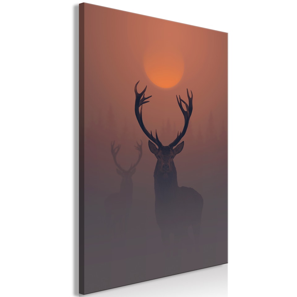 Ljuddämpande Tavla - Deers in the Fog (1 Part) Vertical
