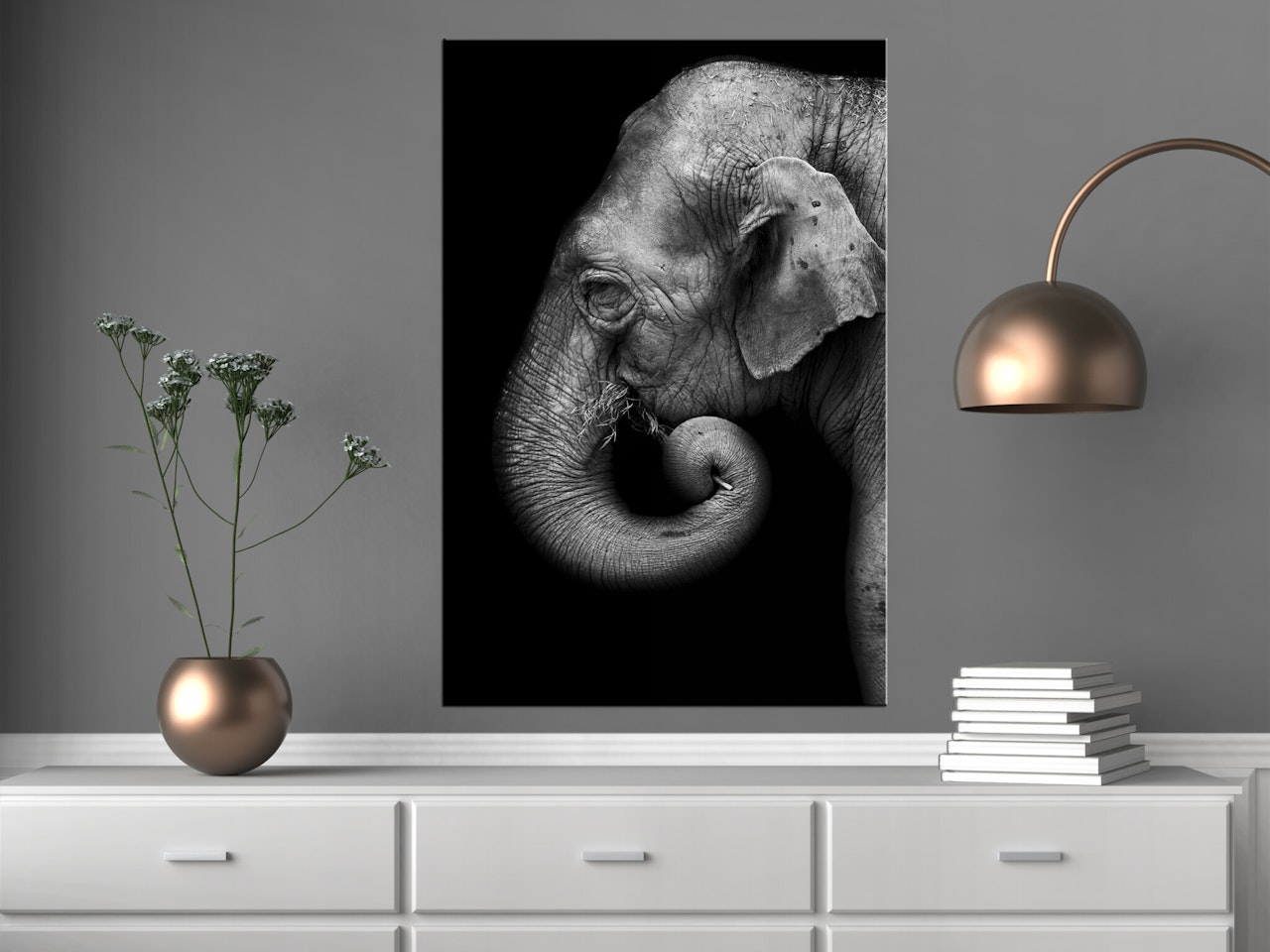 Ljuddämpande Tavla - Portrait of Elephant (1 Part) Vertical