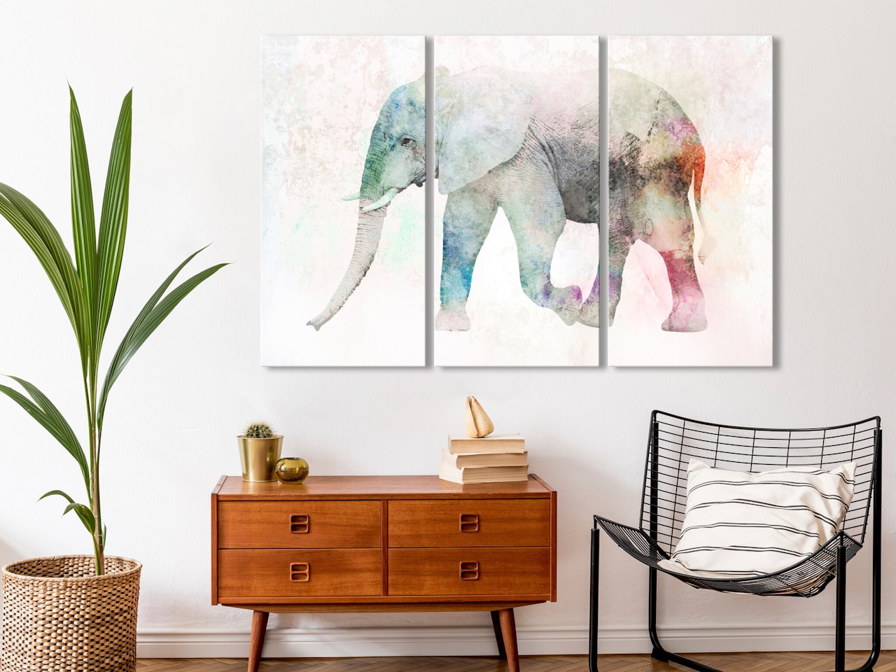Ljuddämpande Tavla - Painted Elephant (3 Parts)
