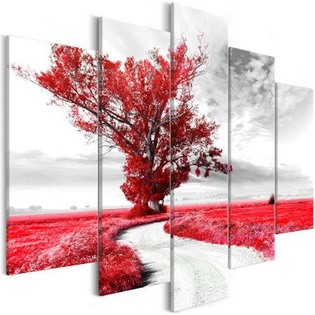 Ljuddämpande Tavla - Lone Tree (5 Parts) Red