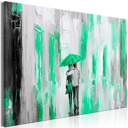 Ljuddämpande Tavla - Umbrella in Love (1 Part) Wide Green
